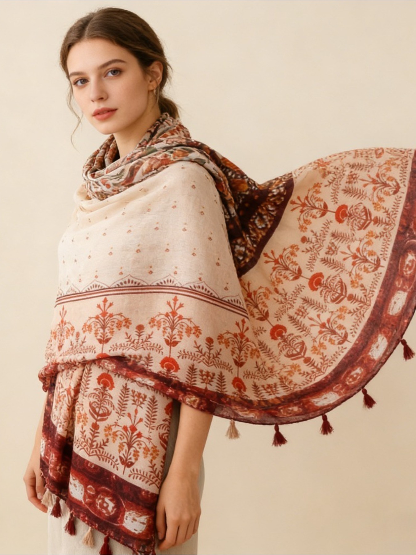 Go Ethnic Fashion - 1 pièce, écharpe en soie à