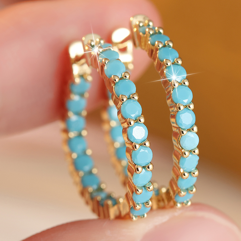 Ethnic Wear In Fashion - Boucles d'oreilles ethniques incrustées imitation turquoise