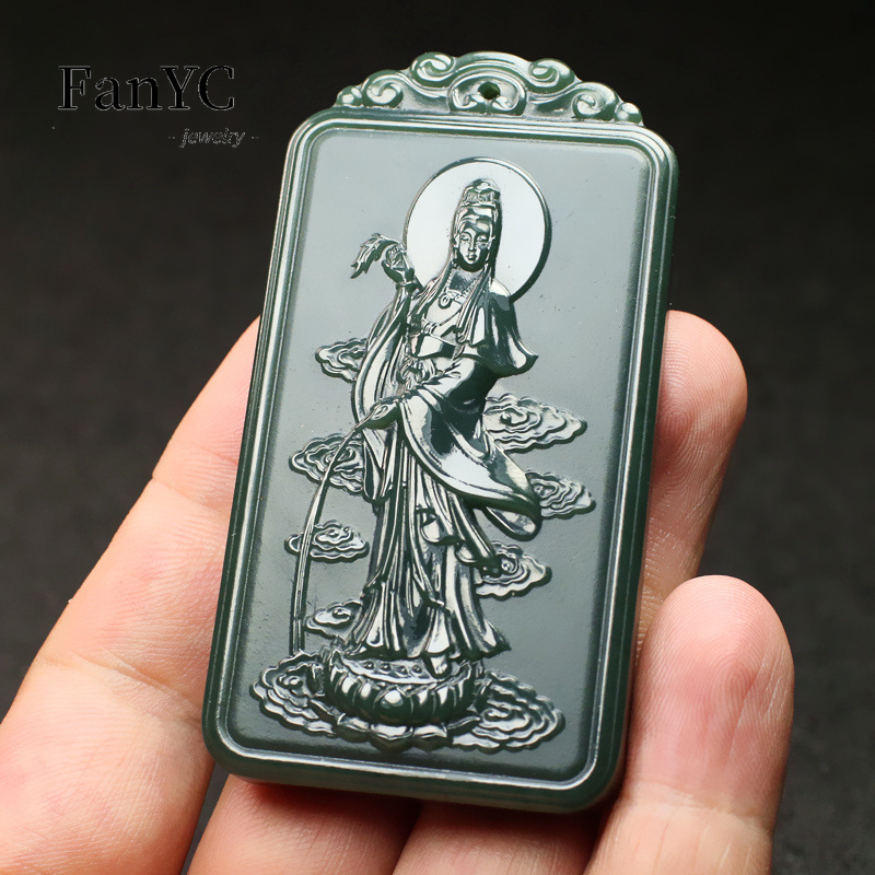 Ethnic Fashion For Men - Collier Guanyin sculpté à la main