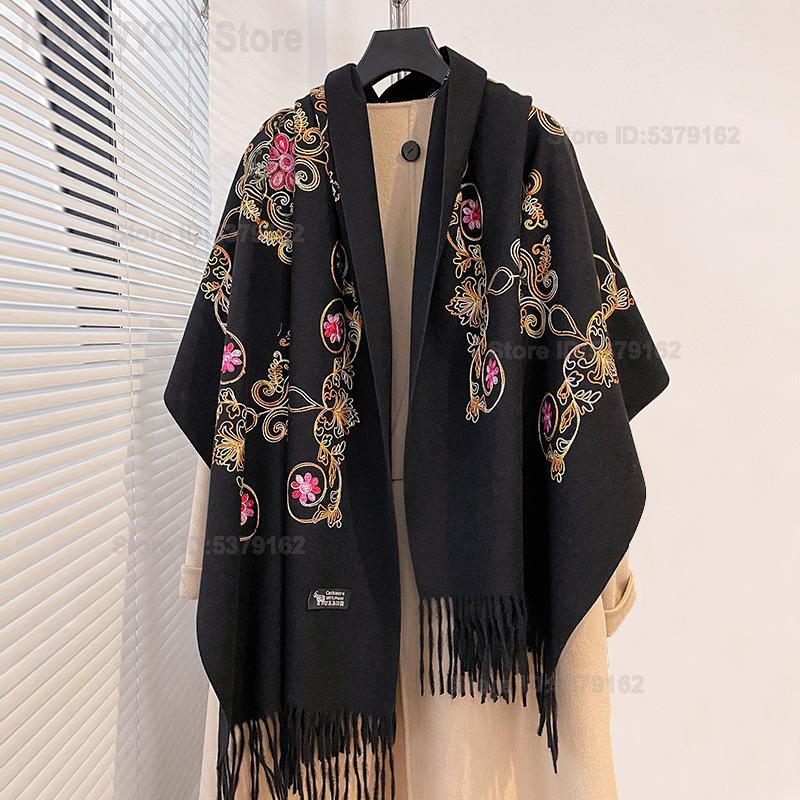 Go Ethnic Fashion - Châle Pashmina Vintage Ethnique Brodé à
