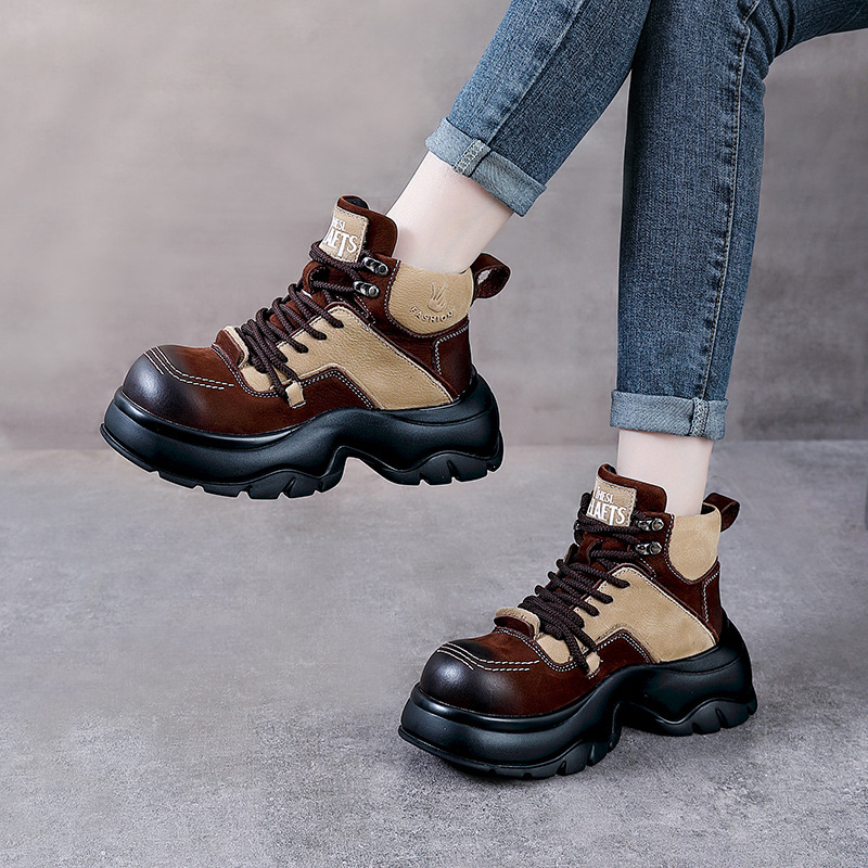 Bottines compensées en cuir vé - Ethnic Fashion In avis et prix