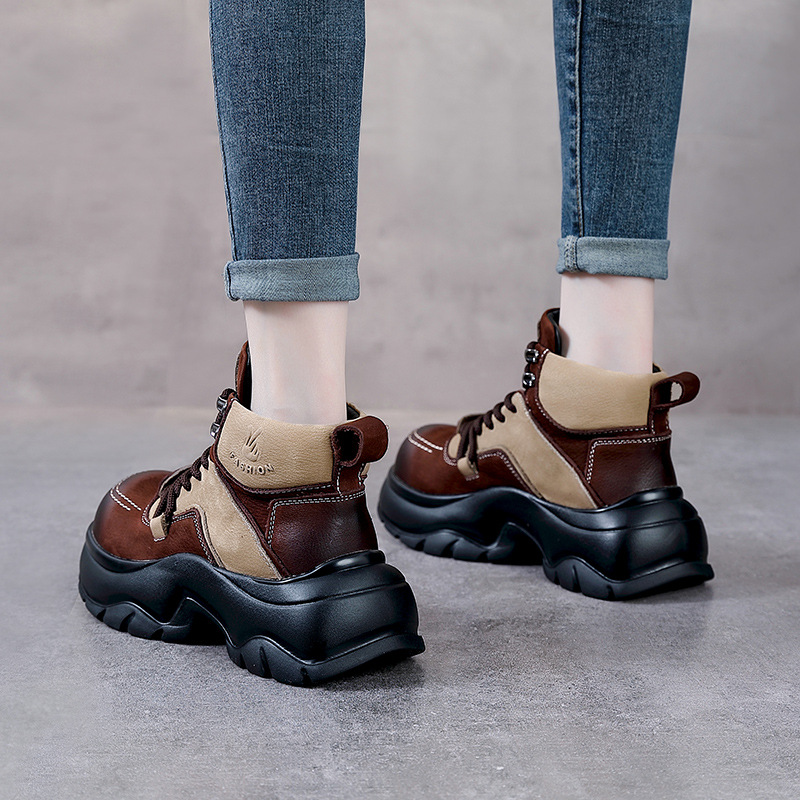 Bottines compensées en cuir vé - Ethnic Fashion In avis et prix